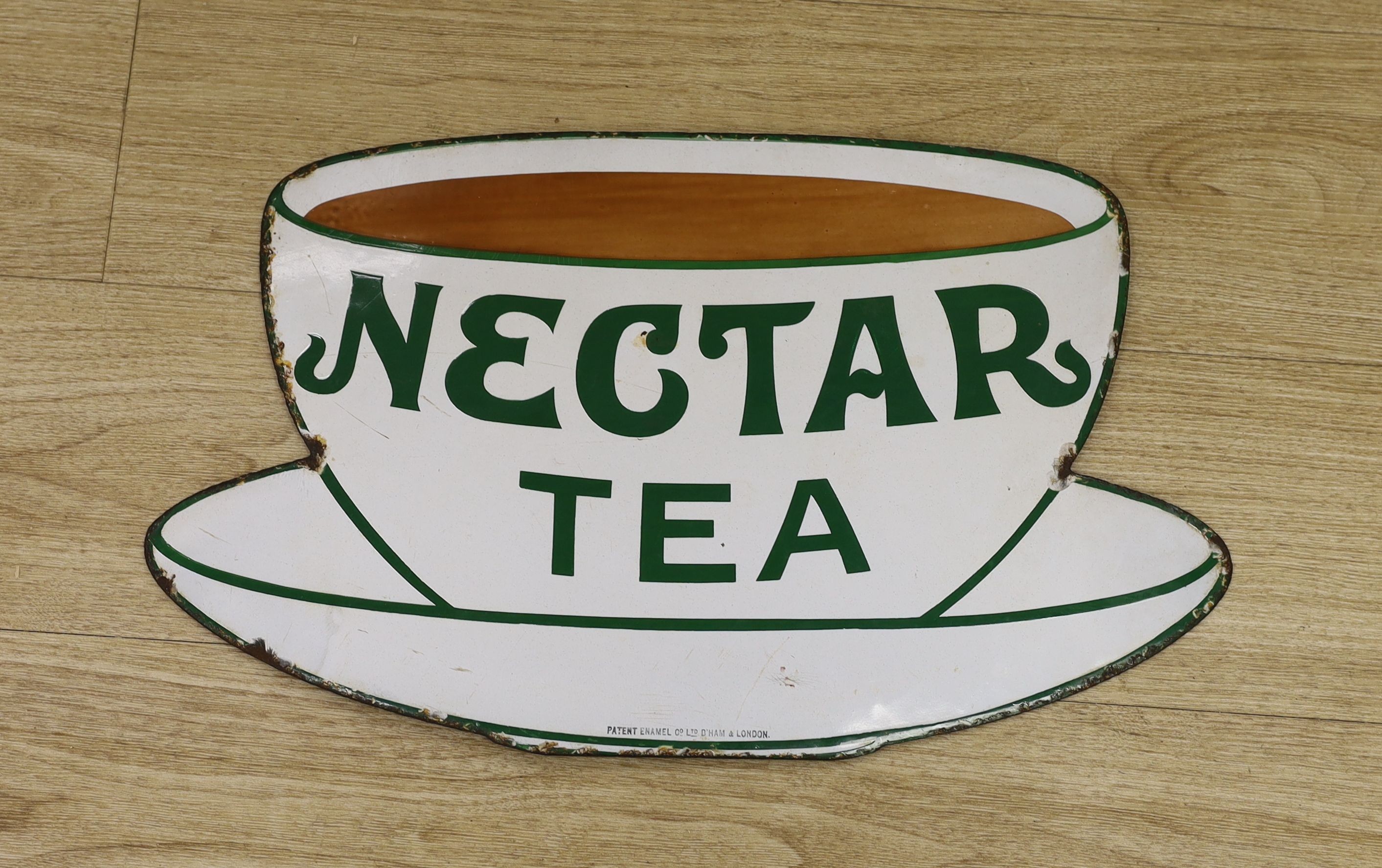 A vintage Nectar Tea enamel sign - 32cm high